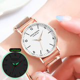 Women Watch Magnetic Rose Gold Starry Sky Watch Luminous  Waterproof